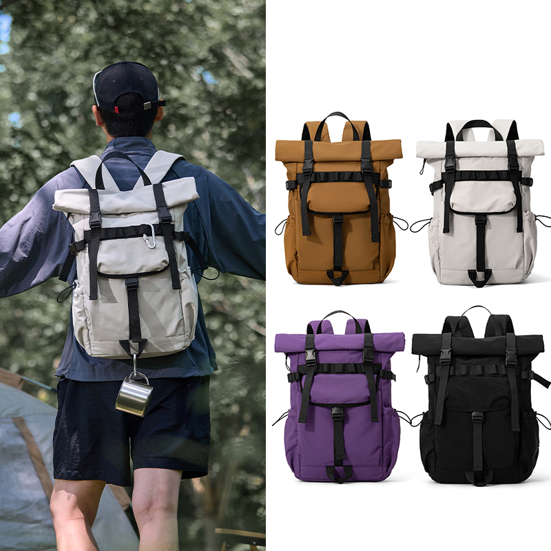 New Men's Roll Mouth Expandabl - Canvas Backpack Casual 评论和价格