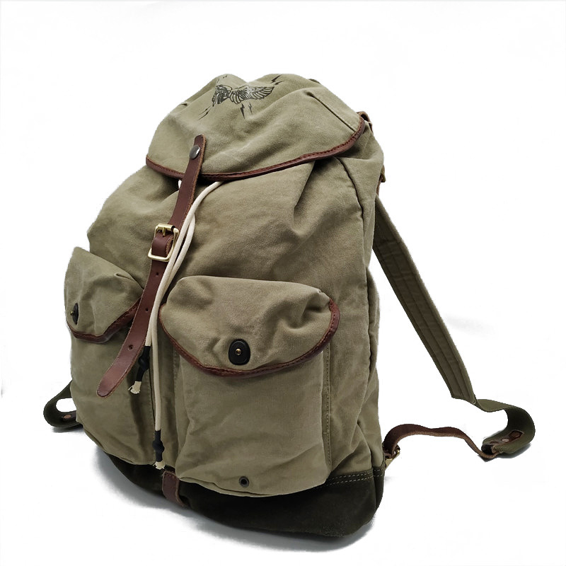 Retro American High Density Ca - Canvas Backpack Casual 评论和价格